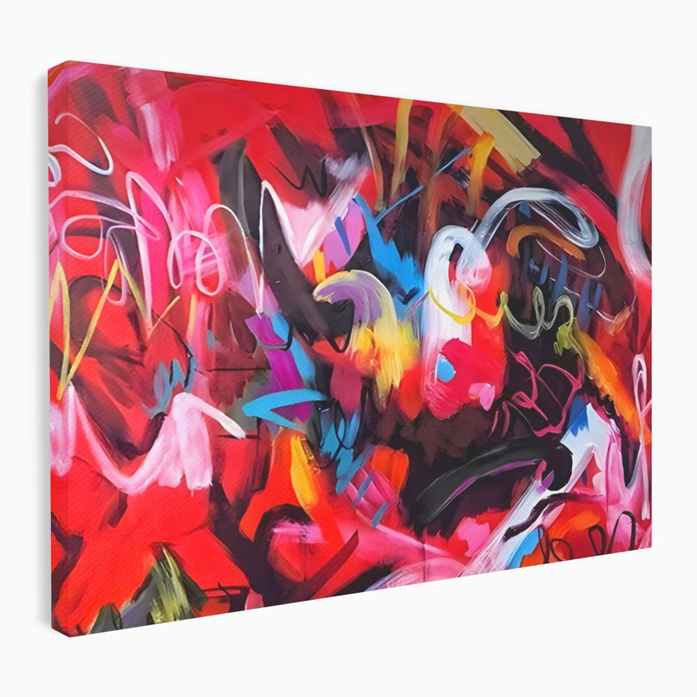 Tablou canvas cu tablou canvas cu graffiti rosu, fara rama, pe sasiu de lemn